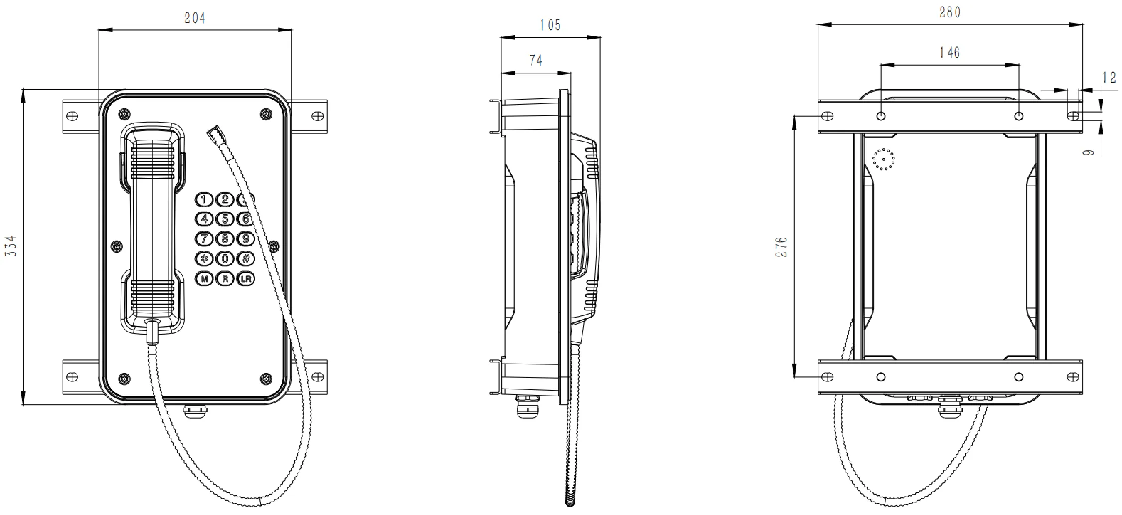 JR103-FK-SIP Dimensions