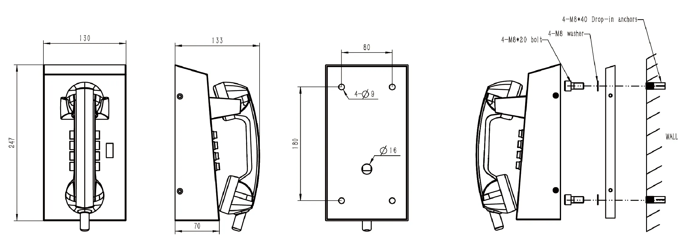 JR201-FK-VC-4G Dimensions