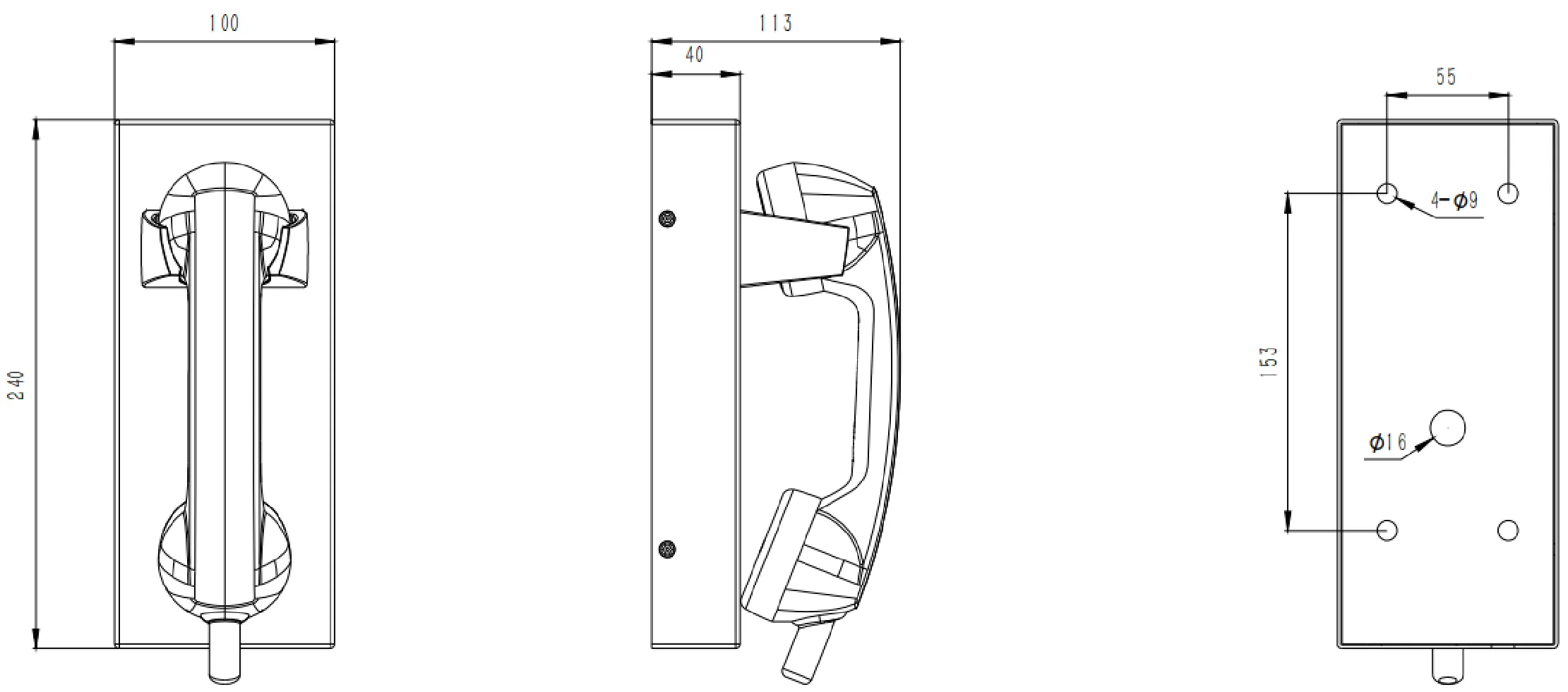 JR202-CB-4G Dimensions