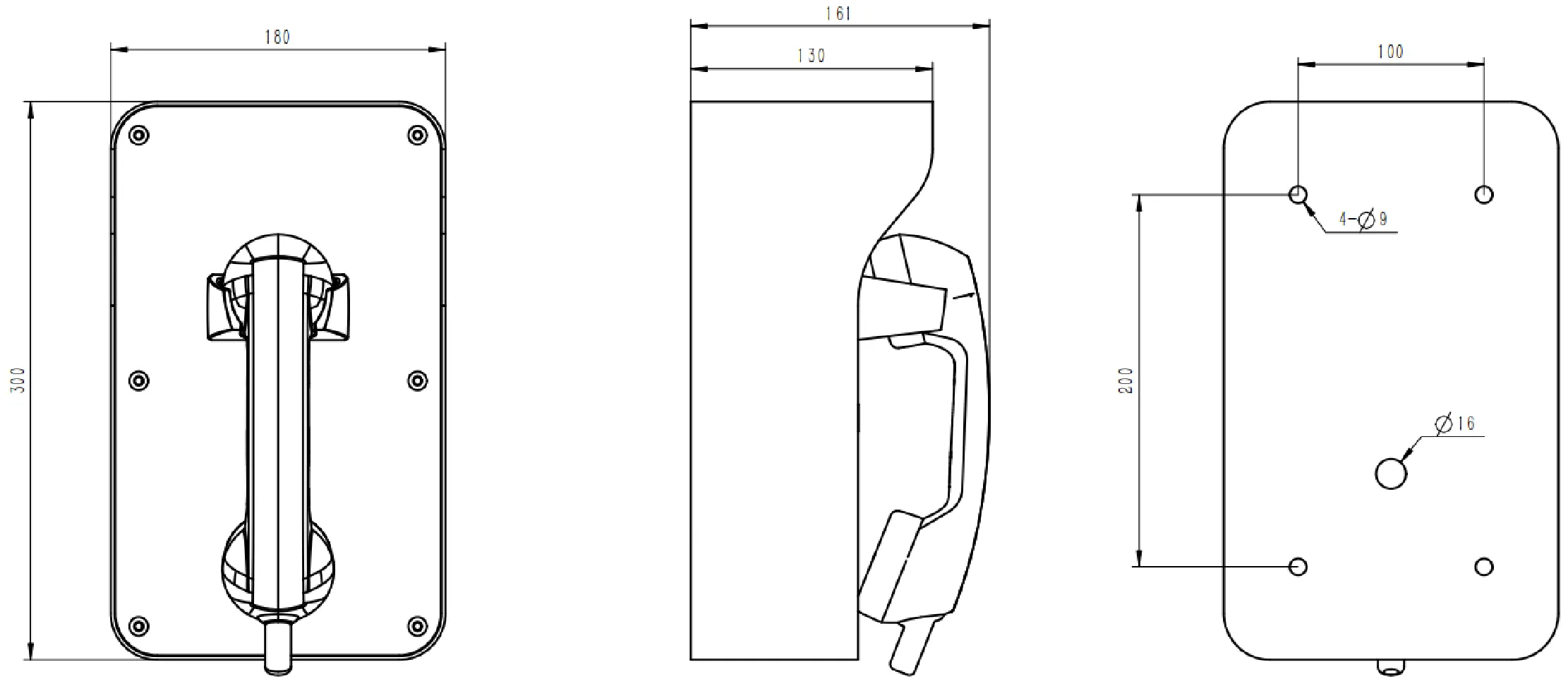JR210-CB-AL Dimensions