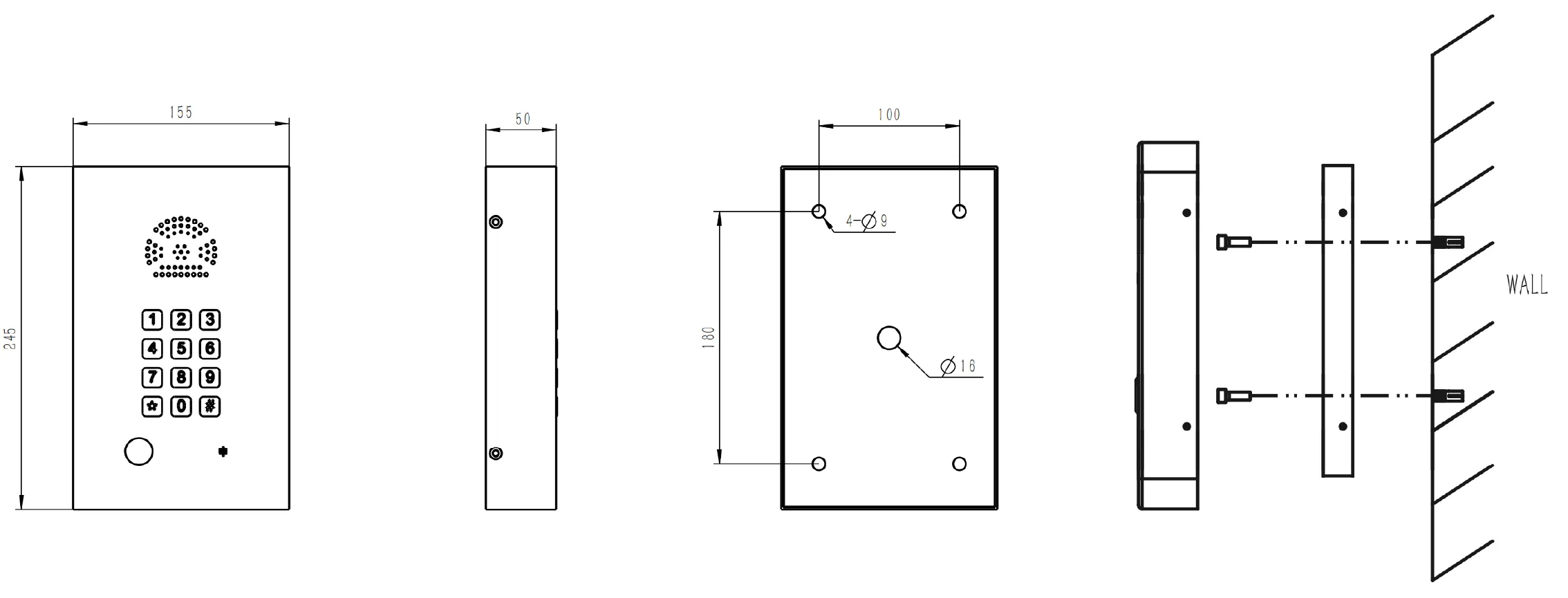 JR309-FK-OW-SIP Dimensions